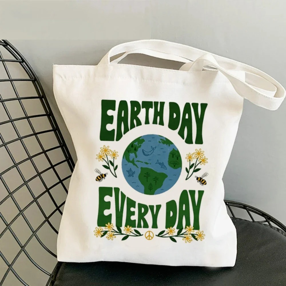 Sustainable Living Eco Friendly Shopping - Retro Earth Day Canvas Tote Bag