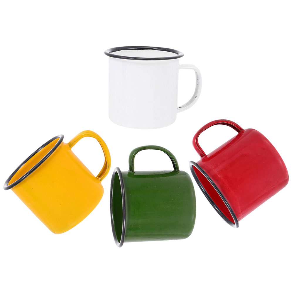 4 Pcs Trendy Retro Enamel Mug  - Bamboo Cutlery Travel ulasan dan harga