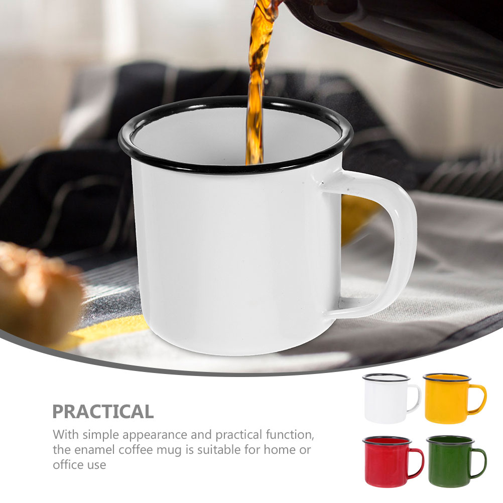 4 Pcs Trendy Retro Enamel Mug  - Bamboo Cutlery Travel ulasan dan harga