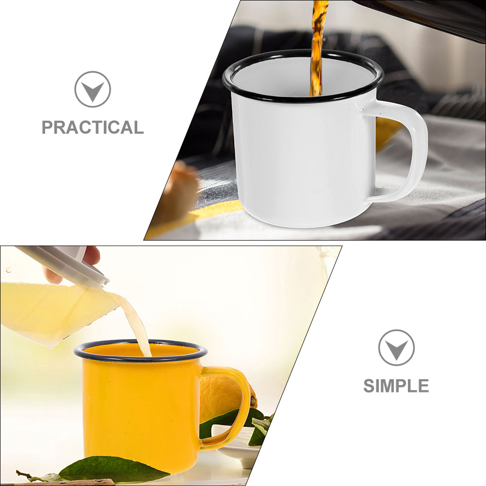 4 Pcs Trendy Retro Enamel Mug  - Bamboo Cutlery Travel ulasan dan harga