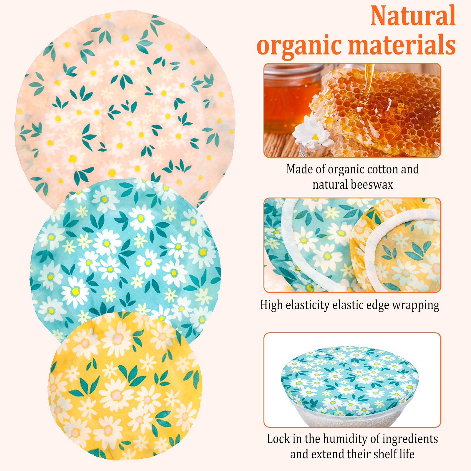3Pcs Beeswax Bowl Cover Reusab - Beeswax Food Cover ulasan dan harga