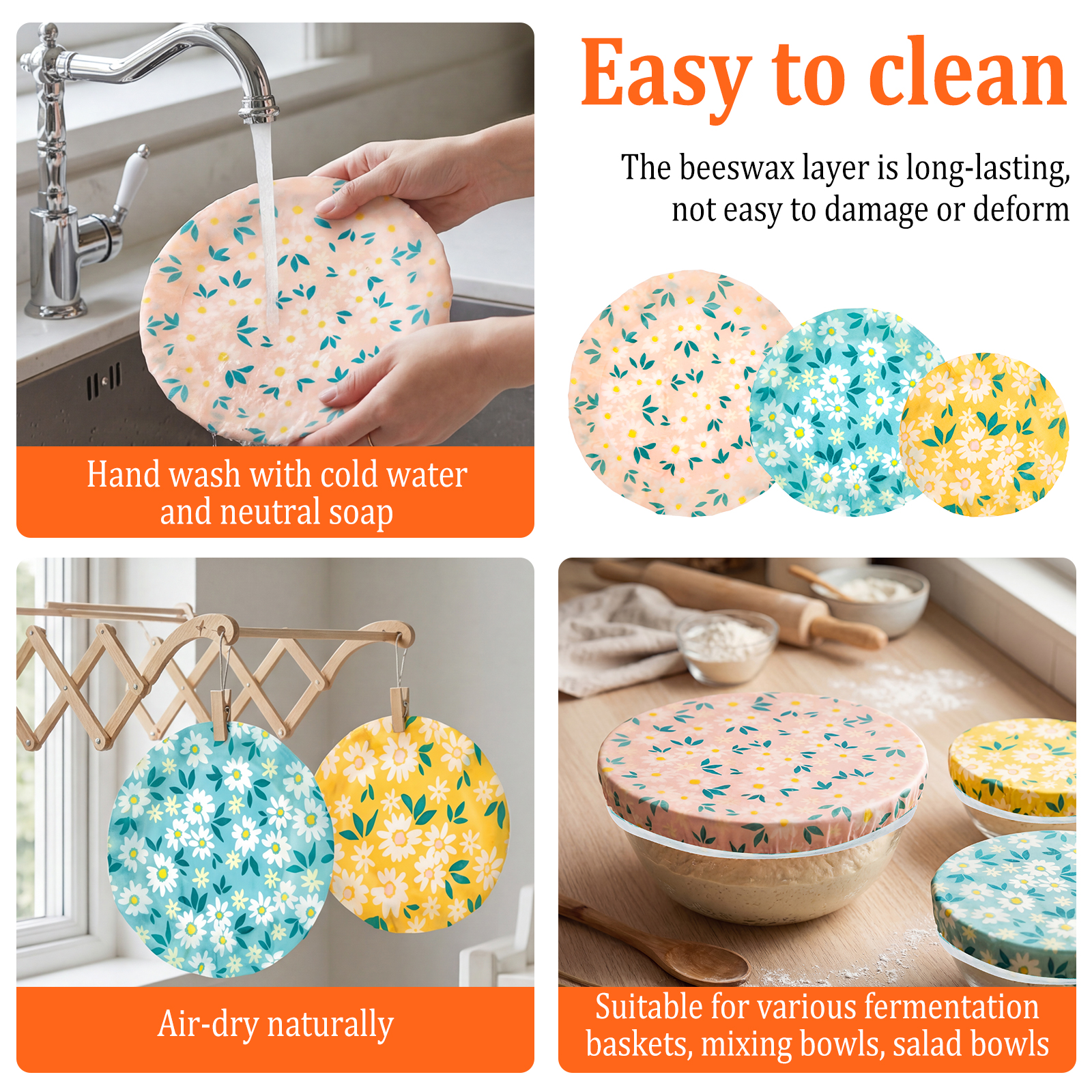3Pcs Beeswax Bowl Cover Reusab - Beeswax Food Cover ulasan dan harga