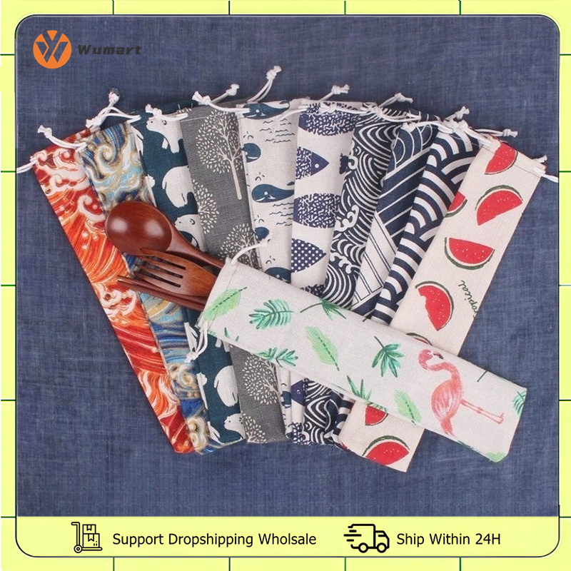 Portable Cutlery Bag Reusable  - Bamboo Cutlery Travel ulasan dan harga
