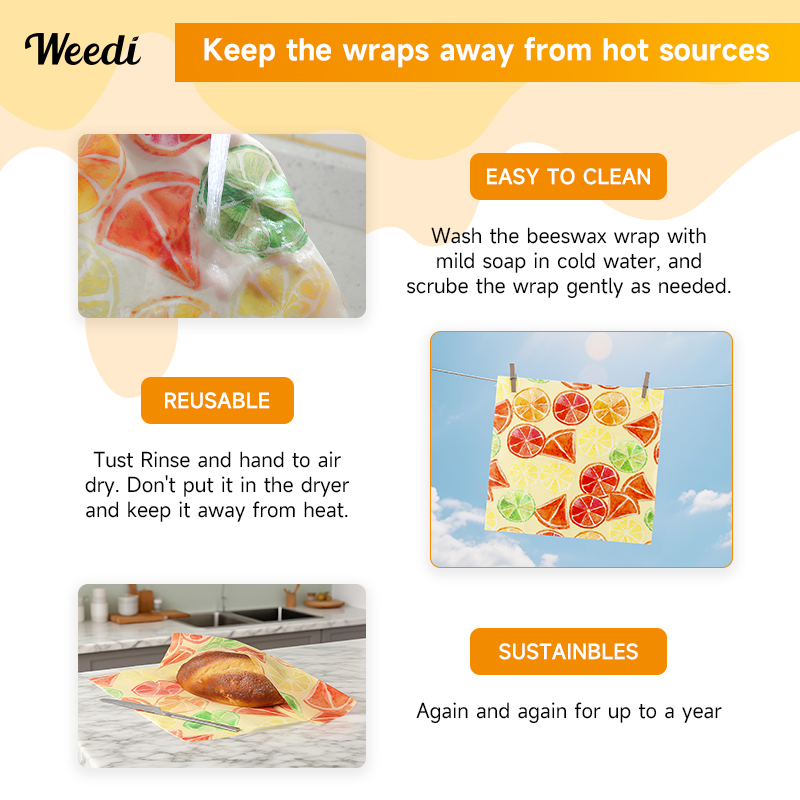 WEEDI 6PCS Plastic-Free Reusab - Beeswax Food Cover ulasan dan harga