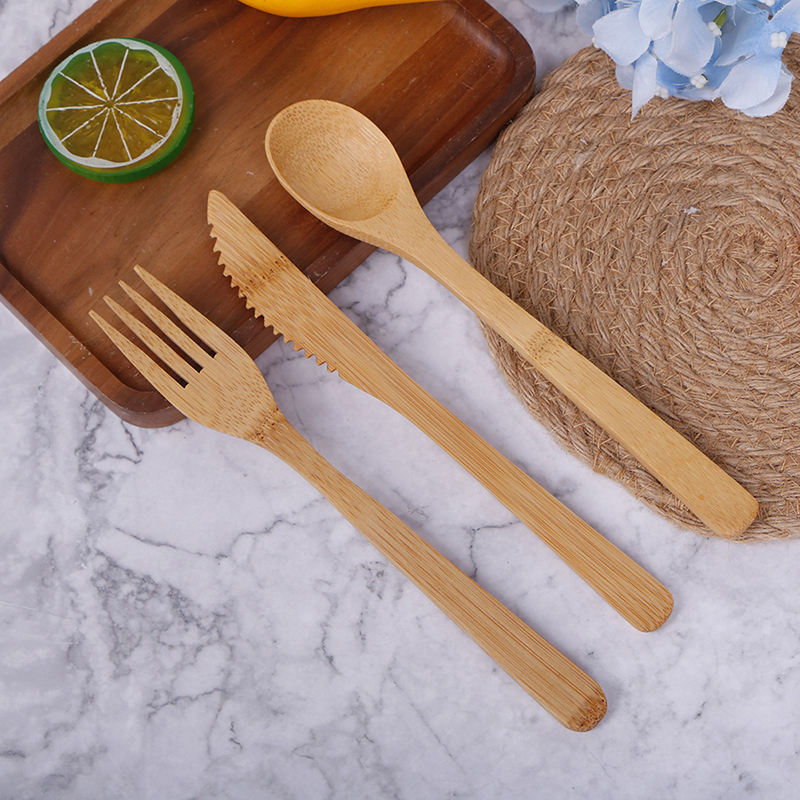 1 Set Bamboo Travel Cutlery Se - Bamboo Cutlery Travel ulasan dan harga